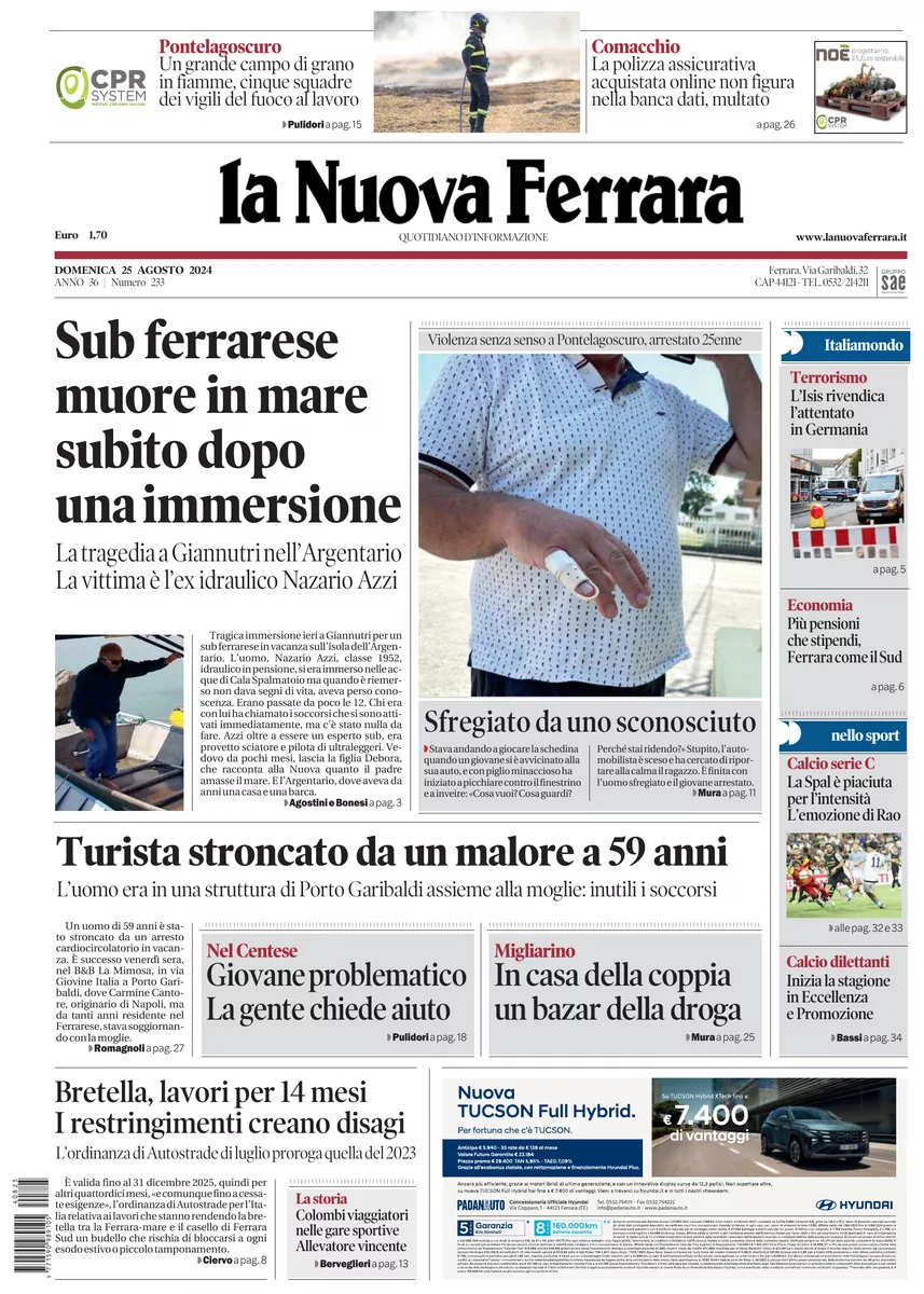 Prima-pagina-nuova ferrara-oggi-edizione-del-2024-08-25